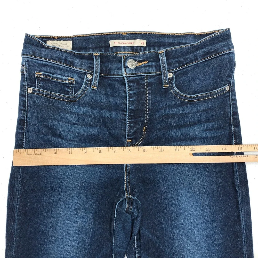 Levis 311 Shaping Skinny Jeans Womens 28 Blue Stretch Denim Premium Mid Rise Day - Picture 10 of 16